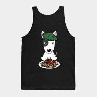 Dog eating Spaghetti - bull terrier Tank Top